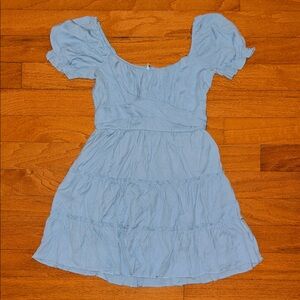 Trixxi Light Blue Puff Sleeve Dress